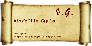 Vitális Gyula névjegykártya