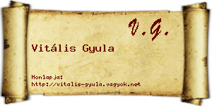 Vitális Gyula névjegykártya